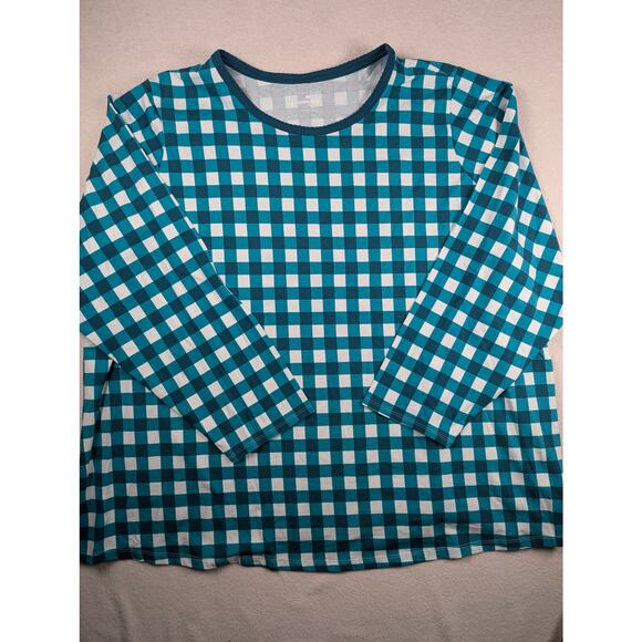 Draper James Lands End PJ Set Green Gingham Check Long Sleeve Shirt Pant Size 3X - Picture 5 of 13